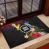 Cook Islands Independence Day Rubber Doormat Maroro and Kakaia with Hibiscus Flower Polynesian Pattern