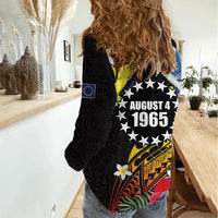 Cook Islands Independence Day Women Casual Shirt Maroro and Kakaia with Hibiscus Flower Polynesian Pattern