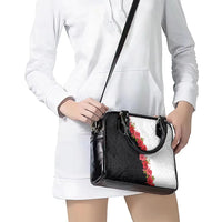 Hawaii Red Hibiscus Flowers Shoulder Handbag Polynesian Pattern With Half Black White Version