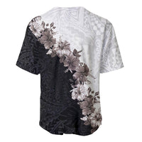 Hawaii Grayscale Hibiscus Flowers Baseball Jersey Polynesian Pattern With Half Black White Version LT03 - Polynesian Pride