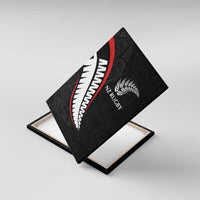 New Zealand Rugby Canvas Wall Art Sporty Silver Fern Shape with Maori Tattoos - Polynesian Pride