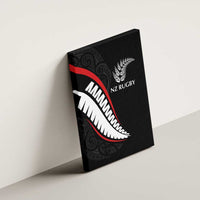 New Zealand Rugby Canvas Wall Art Sporty Silver Fern Shape with Maori Tattoos - Polynesian Pride