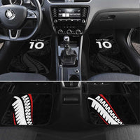New Zealand Rugby Car Mats Sporty Silver Fern Shape with Maori Tattoos - Polynesian Pride