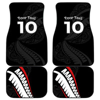 New Zealand Rugby Car Mats Sporty Silver Fern Shape with Maori Tattoos - Polynesian Pride