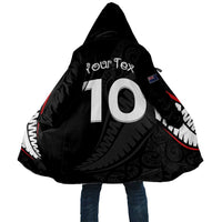 New Zealand Rugby Custom Cloak Sporty Silver Fern Shape with Maori Tattoos - Polynesian Pride