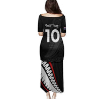 New Zealand Rugby Custom Family Matching Puletasi and Hawaiian Shirt Sporty Silver Fern Shape with Maori Tattoos - Polynesian Pride