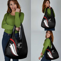 New Zealand Rugby Grocery Bag Sporty Silver Fern Shape with Maori Tattoos - Polynesian Pride