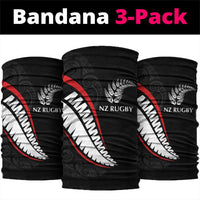 New Zealand Rugby Neck Gaiter Sporty Silver Fern Shape with Maori Tattoos - Polynesian Pride