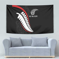 New Zealand Rugby Tapestry Sporty Silver Fern Shape with Maori Tattoos - Polynesian Pride