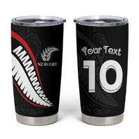 New Zealand Rugby Custom Tumbler Cup Sporty Silver Fern Shape with Maori Tattoos - Polynesian Pride