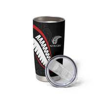 New Zealand Rugby Custom Tumbler Cup Sporty Silver Fern Shape with Maori Tattoos - Polynesian Pride