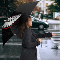 New Zealand Rugby Umbrella Sporty Silver Fern Shape with Maori Tattoos - Polynesian Pride