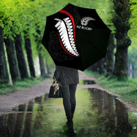 New Zealand Rugby Umbrella Sporty Silver Fern Shape with Maori Tattoos - Polynesian Pride