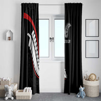 New Zealand Rugby Window Curtain Sporty Silver Fern Shape with Maori Tattoos - Polynesian Pride