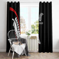 New Zealand Rugby Window Curtain Sporty Silver Fern Shape with Maori Tattoos - Polynesian Pride