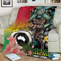 Vanuatu and Australia Together Blanket Kangaroo with Pig Tusk Indigenous Pattern