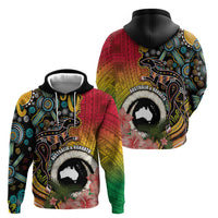 Vanuatu and Australia Together Zip Hoodie Kangaroo with Pig Tusk Indigenous Pattern LT03 - Polynesian Pride