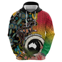 Vanuatu and Australia Together Zip Hoodie Kangaroo with Pig Tusk Indigenous Pattern LT03 - Polynesian Pride