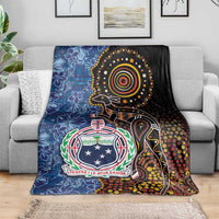 Samoa and Australia Together Blanket Kangaroo and Tribal Hibiscus Aboriginal Pattern