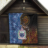 Samoa and Australia Together Quilt Kangaroo and Tribal Hibiscus Aboriginal Pattern LT03 - Polynesian Pride