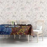 Samoa and Australia Together Tablecloth Kangaroo and Tribal Hibiscus Aboriginal Pattern