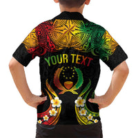 Personalised Pohnpei Independence Day Family Matching Short Sleeve Bodycon Dress and Hawaiian Shirt Polynesian Tattoo and Plumeria Reggae Color LT03 - Polynesian Pride