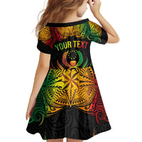 Personalised Pohnpei Independence Day Family Matching Short Sleeve Bodycon Dress and Hawaiian Shirt Polynesian Tattoo and Plumeria Reggae Color LT03 - Polynesian Pride