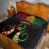 Personalised Pohnpei Independence Day Quilt Polynesian Tattoo and Plumeria Reggae Color LT03 - Polynesian Pride