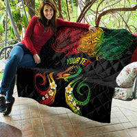 Personalised Pohnpei Independence Day Quilt Polynesian Tattoo and Plumeria Reggae Color LT03 - Polynesian Pride