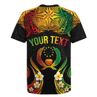 Personalised Pohnpei Independence Day Rugby Jersey Polynesian Tattoo and Plumeria Reggae Color
