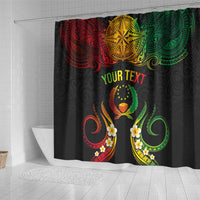 Personalised Pohnpei Independence Day Shower Curtain Polynesian Tattoo and Plumeria Reggae Color
