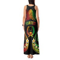 Personalised Pohnpei Independence Day Tank Maxi Dress Polynesian Tattoo and Plumeria Reggae Color