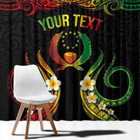 Personalised Pohnpei Independence Day Window Curtain Polynesian Tattoo and Plumeria Reggae Color