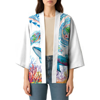 Hawaiian Turtles and Whales Kimono Polynesian Tropical Tattoo Ocean Style