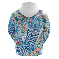 Hawaiian Turtle and Lei Hoodie Tribal Kakau and Tropical Plants Human Heart