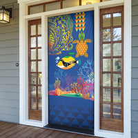 Hawaii Ocean Door Cover Pineapple Turtle and Mango Reef Triggerfish and Kakau Tattoo