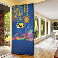 Hawaii Ocean Door Cover Pineapple Turtle and Mango Reef Triggerfish and Kakau Tattoo