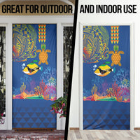 Hawaii Ocean Door Cover Pineapple Turtle and Mango Reef Triggerfish and Kakau Tattoo