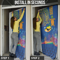Hawaii Ocean Door Cover Pineapple Turtle and Mango Reef Triggerfish and Kakau Tattoo