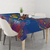 Hawaii Ocean Tablecloth Pineapple Turtle and Mango Reef Triggerfish and Kakau Tattoo