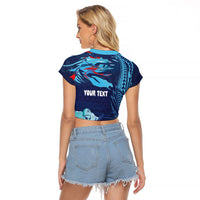 Personalized Hawaii Swimming Raglan Cropped T Shirt Tribal Sporty Style