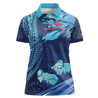 Personalized Hawaii Swimming Women Polo Shirt Tribal Sporty Style