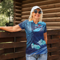 Personalized Hawaii Swimming Women Polo Shirt Tribal Sporty Style