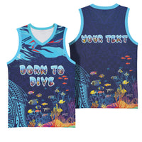 Personalized Hawaii Diving Basketball Jersey Tribal Pattern with Ocean Floor
