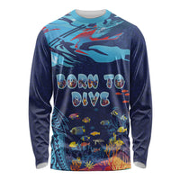 Personalized Hawaii Diving Long Sleeve Shirt Tribal Pattern with Ocean Floor