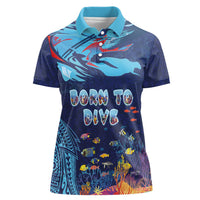 Personalized Hawaii Diving Women Polo Shirt Tribal Pattern with Ocean Floor