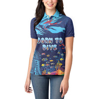 Personalized Hawaii Diving Women Polo Shirt Tribal Pattern with Ocean Floor