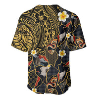 Hawaiian and Japanese Baseball Jersey Polynesian Tattoo with Japanese Culture Kintsugi Style