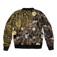 Hawaiian and Japanese Bomber Jacket Polynesian Tattoo with Japanese Culture Kintsugi Style