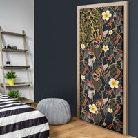 Hawaiian and Japanese Door Cover Polynesian Tattoo with Japanese Culture Kintsugi Style